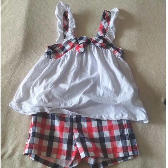 Tommy Bahama Other - Tommy Bahama girls fourth of July outfit sleeveless shirt plaid shorts 5T